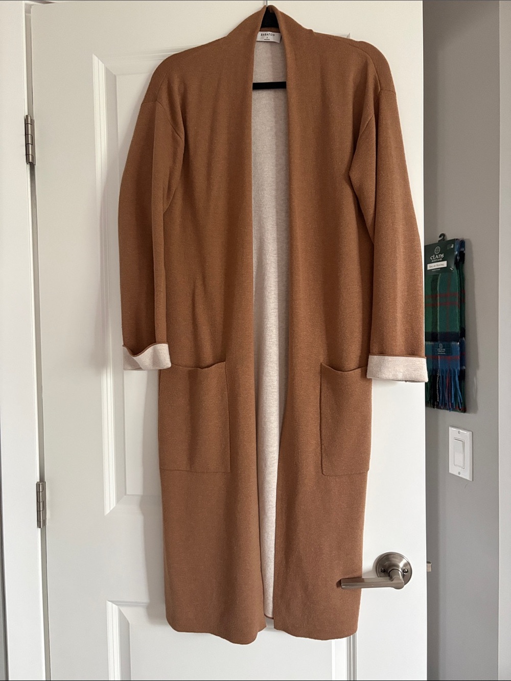 Babaton Two-Tone Knit Sweater in Camel and Cream